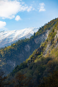 Scenic view of landscape and mountains against sky