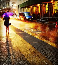 Woman standing in city