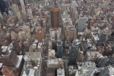 High angle view of city buildings