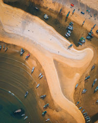 High angle view of vehicles on road