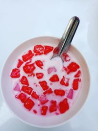 High angle view of breakfast in bowl