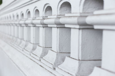 Close-up of railing against building