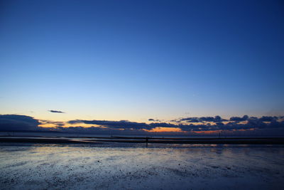 Scenic view of sea against sky at sunset