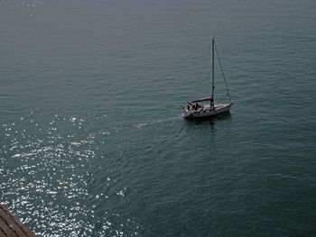 Boat sailing in sea