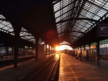 Railroad track at sunset