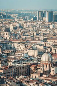 High angle view of buildings in city