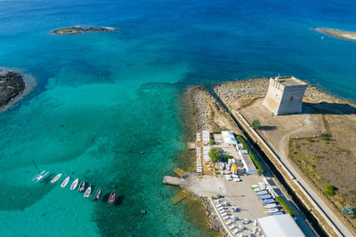 High angle view of sea