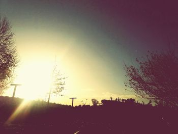 Low angle view of silhouette trees against sky during sunset