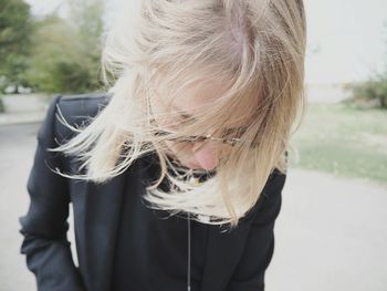 Close-up of beautiful young woman