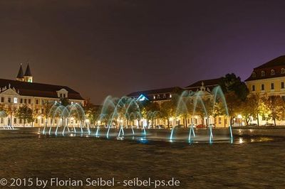 Illuminated building at night