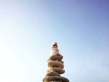 Low angle view of hand against clear sky