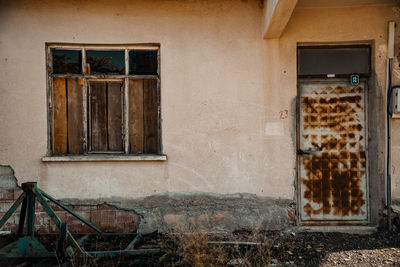 Closed door of old house