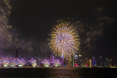 Fireworks in the doha corniche, doha, qatar.