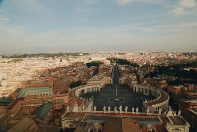 High angle view of vatican city buildings against sky