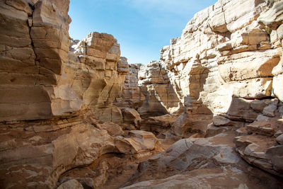 Low angle view of rock formations