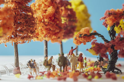 Close-up of orange flowers on table