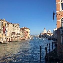 Canal passing through city buildings