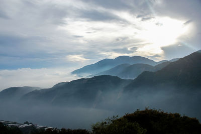 Scenic view of mountains against sky