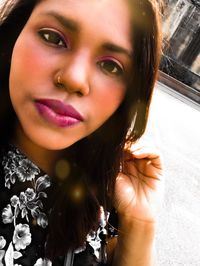 Close-up portrait of a beautiful young woman