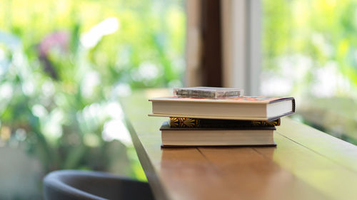 Close-up of open book on table