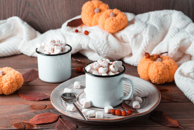 High angle view of food on table