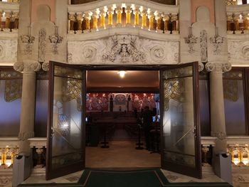 Interior of illuminated building