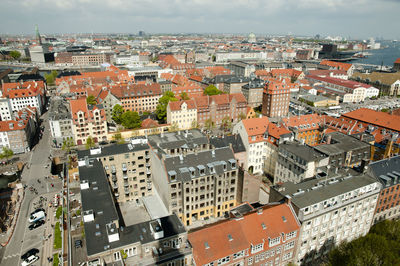 High angle view of cityscape against sky