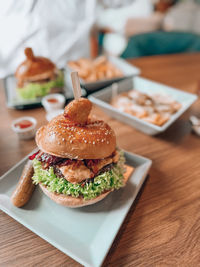 Close-up of food in plate on table