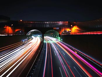 Light trails on highway at night