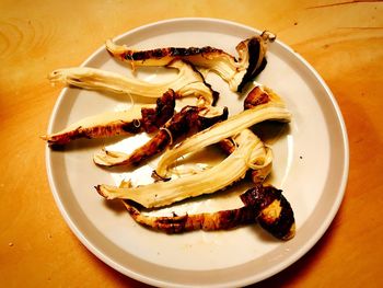 High angle view of food in plate