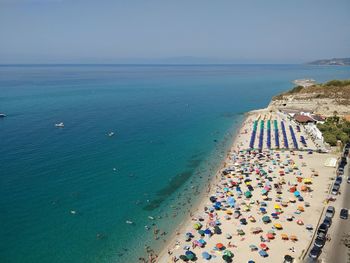 High angle view of beach against sky