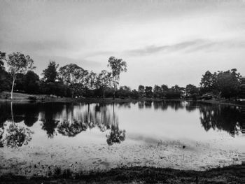 Scenic view of lake against sky