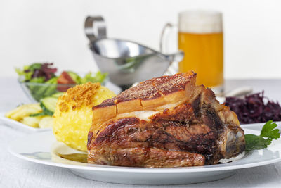 Close-up of meal served in plate