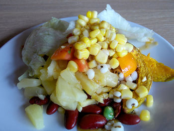 High angle view of meal served in plate