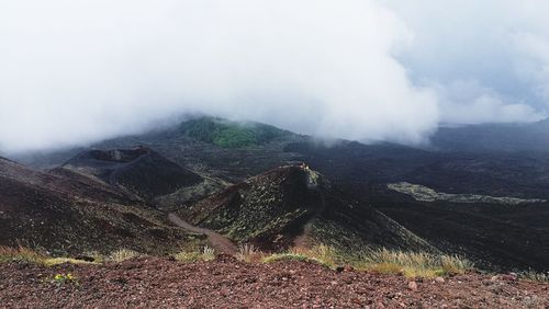 Scenic view of landscape against cloudy sky