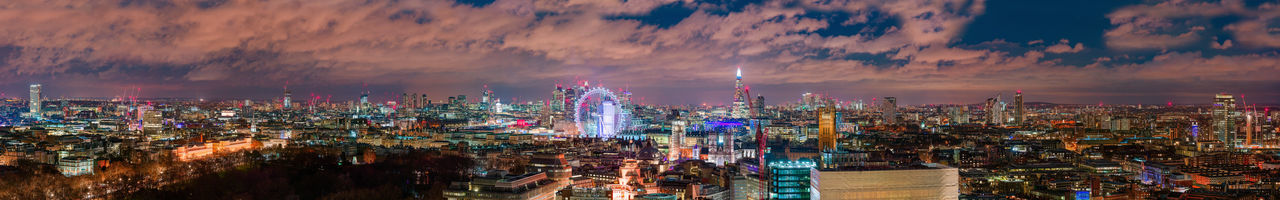 London skyline panorama by night