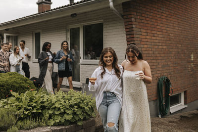 Friends walking together