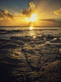 Scenic view of sea during sunset