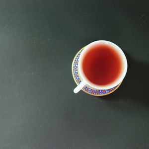 High angle view of tea on black background