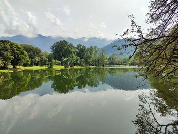 Scenic view of lake against sky