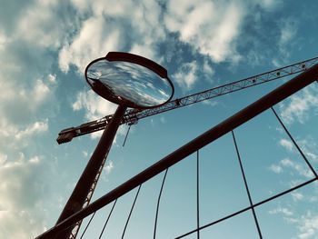 Low angle view of basketball hoop against sky