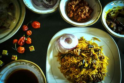 Directly above shot of food on table