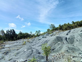 Scenic view of land against sky