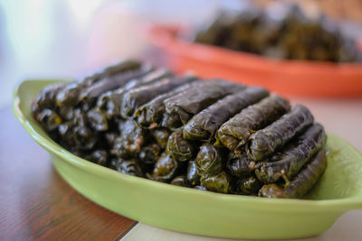 Close-up of food on table