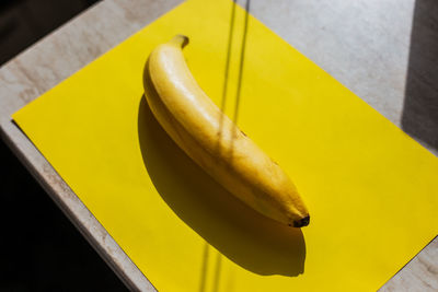 High angle view of yellow pepper on table