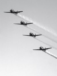 Low angle view of airplane flying in sky