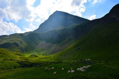 Scenic view of mountains against sky