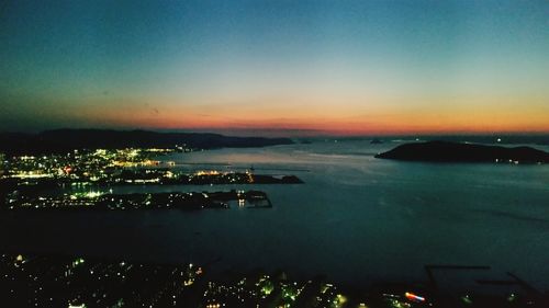 Scenic view of sea against sky at sunset