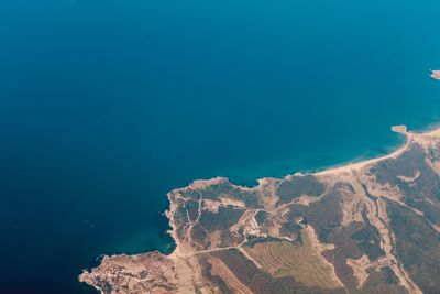 High angle view of rocks on beach