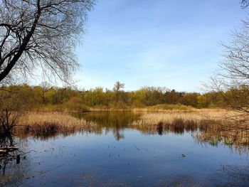 Scenic view of lake against sky